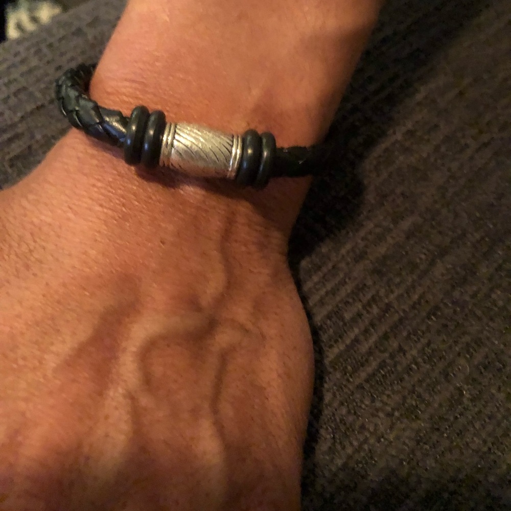 Mens leather  braided bracelet